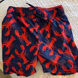 Old Navy Kids Swim Trunks - Navy and Red Lobster Print